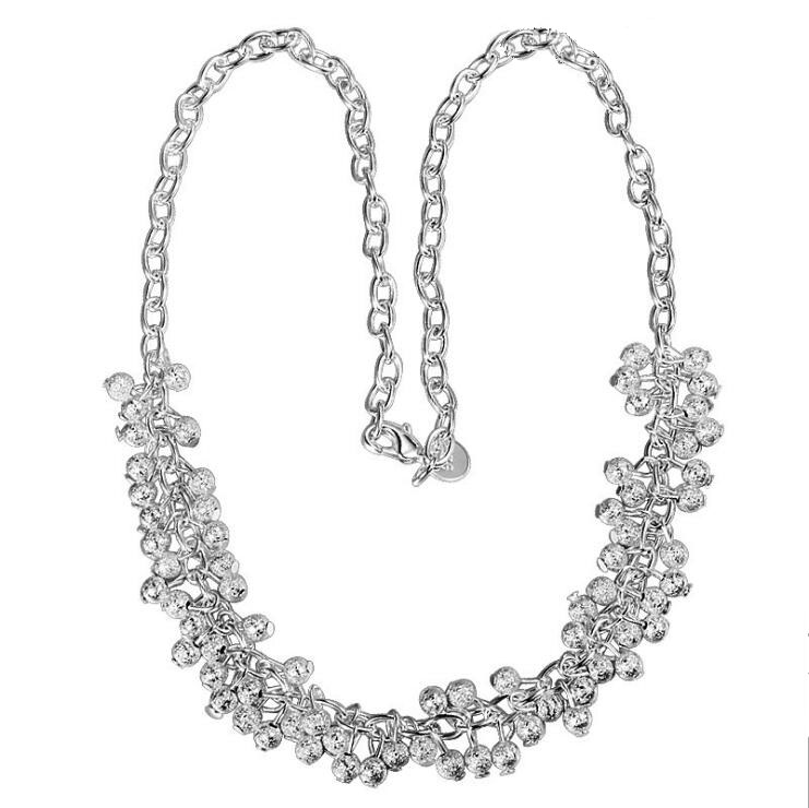 Brand new Six-lane Sand beads sterling silver plate necklace STSN001,fashion 925 silver Chains necklace factory direct sale