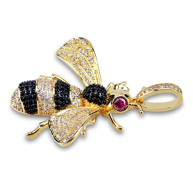 Fashion- Hip Hop Iced Out Gold Pendant Necklace Little Bee Pendant Necklace Fashion Necklace Jewelry