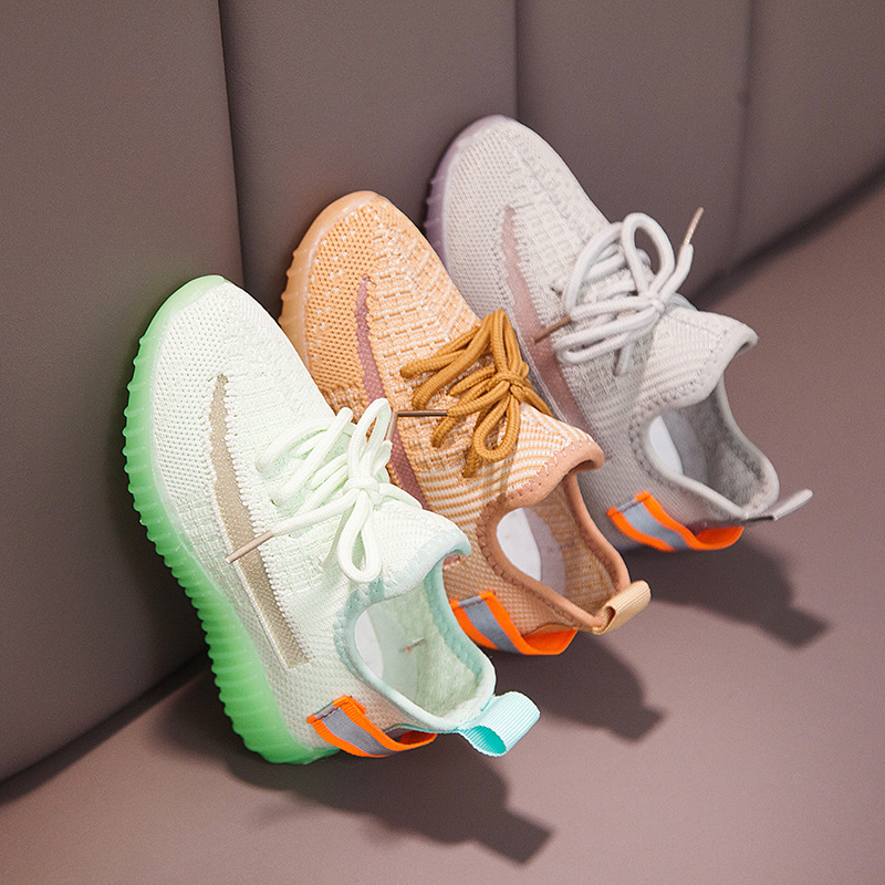 Luminous Sneakers Kids Shoes For Girl Led Sneakers With Boys Fashion Lighted Mesh Print Children Casual Sports Shoes
