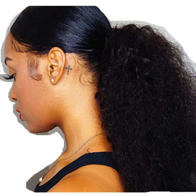 African Big natural puff ponytail women hair extension 160g virgin unprocess ponytail hairpiece clip in afro kinky curly hair extension