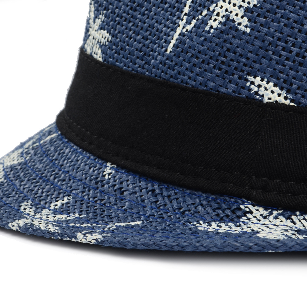 2019 hot sale Summer straw Sun hat kids Beach Sun hat Trilby panama Hat handwork for boy girl Children 4 colour