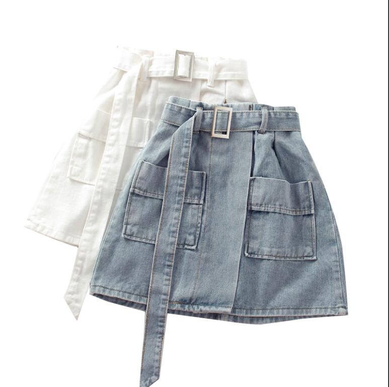 2020 Fashion Women Summer Jeans Mini Skirt Pockets High Waist Korean Female Denim Skirts Solid Caual Plus Size With belt w313, White
2020 Fashion Women Summer Jeans Mini Skirt Pockets High Waist Korean Female Denim Skirts Solid Caual Plus Size With belt w313, White
