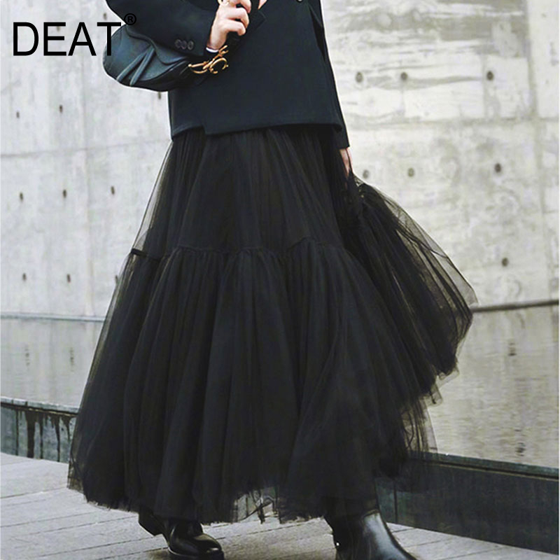 DEAT 2020 New High Waist A-line Mesh Ruffles Long Halfbody Skirt Spring And Summer Fashion Women Bottoms WK72200XL, Black
DEAT 2020 New High Waist A-line Mesh Ruffles Long Halfbody Skirt Spring And Summer Fashion Women Bottoms WK72200XL, Black