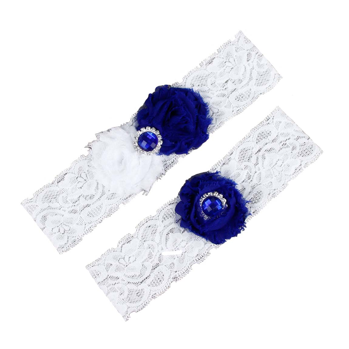 Wedding Garters for Bride Blue Lace For Bride's Wedding Garters Bridal Garters Chiffon Flowers Free Size 16~23 Inches In Stock Cheap