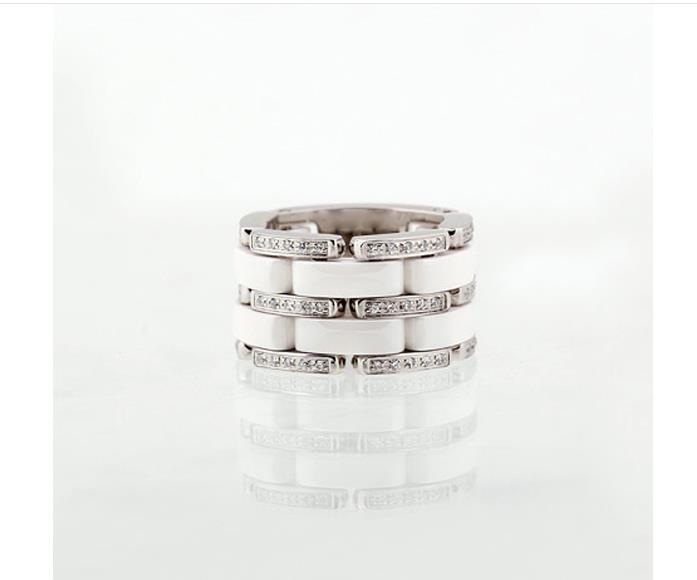 Double row black and white ceramic diamond ring / ring / tail ring ornament