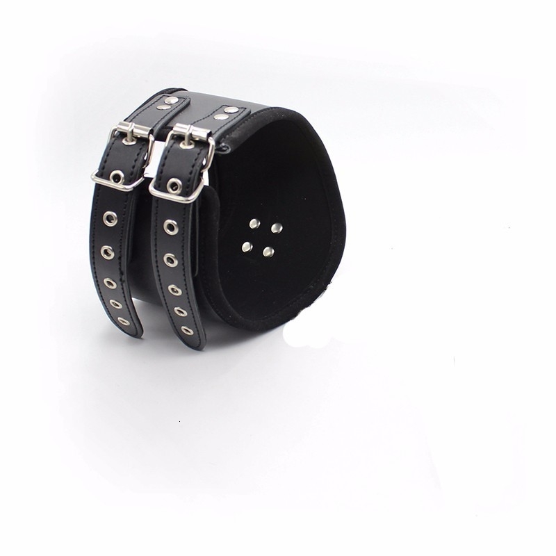Black PU Leather Posture Neck Collar Bondage Restraint Belt Slave Fetish Bondage Neck Strap Harness Sex Toys For Couples Y18102405 - view 6
