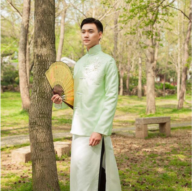 High Quality Men clothing In Republic of China antique costumes of film television Stage dramas young Masters Long Tang Suits Jacket + Robe