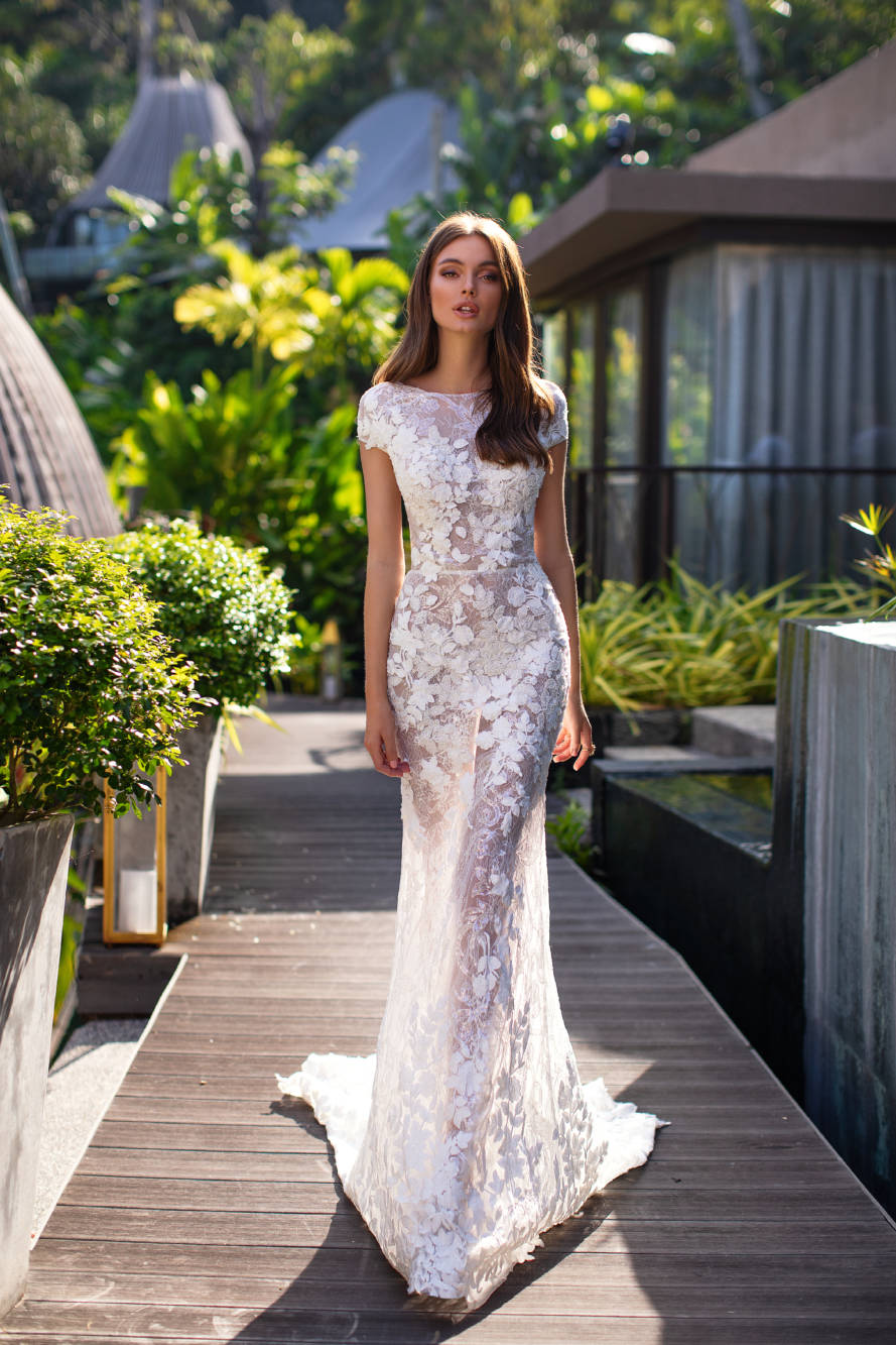 2020 Millanova Simple Mermaid Wedding Dresses With Detachable Train Jewel Appliques Lace Wedding Gowns Sweep Train Bridal Dresses