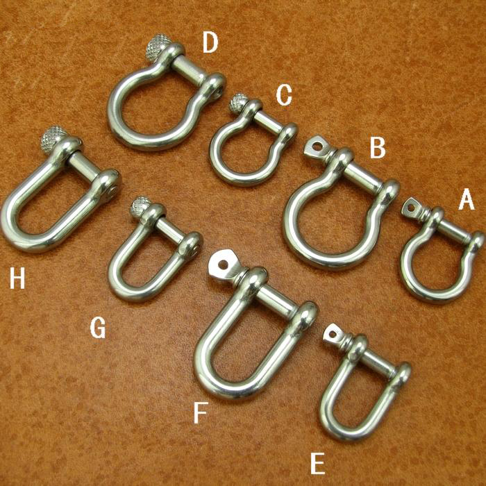 Stainless steel D ring horseshoe buckle keychain hook belt key handmade bag leather craft diy part