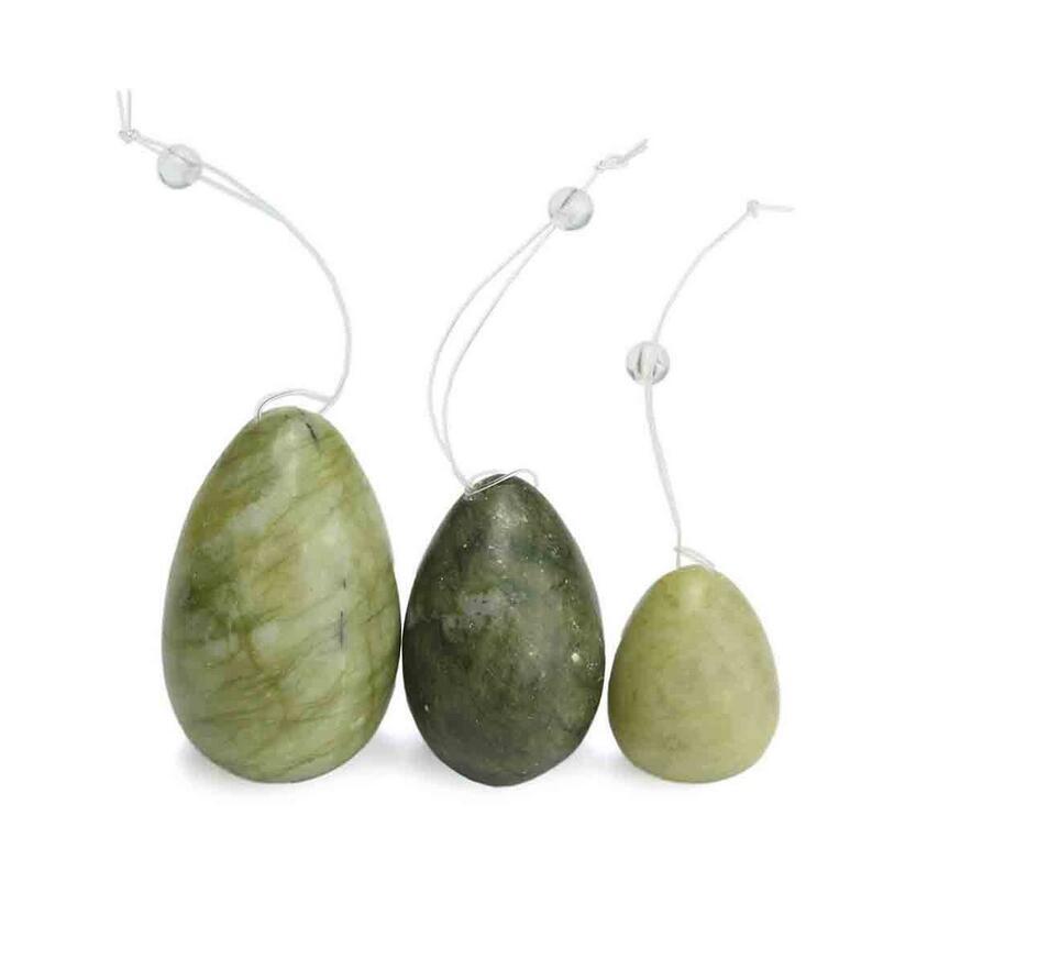 Egg Jade vert naturel pour les muscles du plancher pelvien Kegel vaginal Balles exercice Yoni Ben Egg Wa balle Vibrator pour les femmes Sex Toys