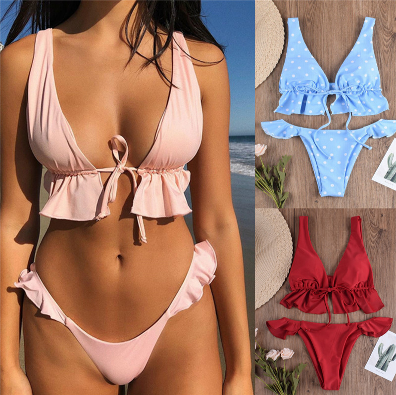 Women Sexy Fancy Swimwear bikini set Ruffles Push-up Padded Bra+Thong Swimming Bather Brazilian Biquini 2pcs Beach Holiday Femme
Women Sexy Fancy Swimwear bikini set Ruffles Push-up Padded Bra+Thong Swimming Bather Brazilian Biquini 2pcs Beach Holiday Femme