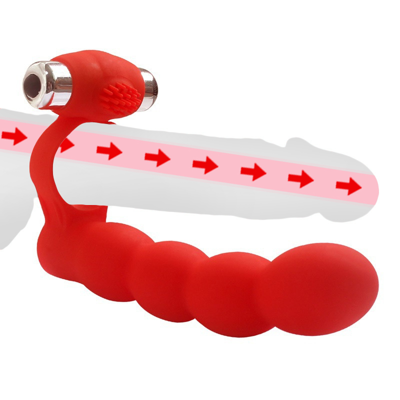 Strap on Anal Beads Penis Vibrating Ring Double Penetration Strapon Dildo G spot Vibrators Silicone Butt plug Sex Toys For Man Y191218