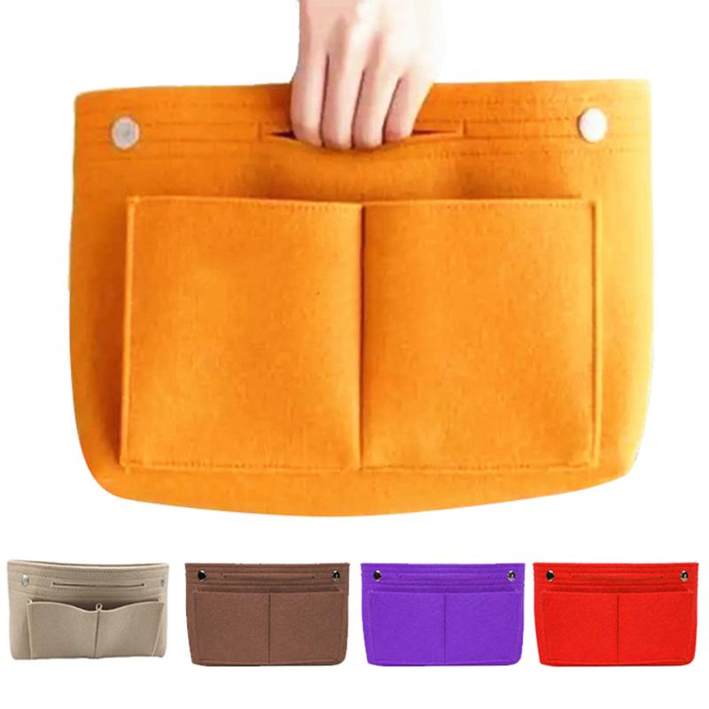 1PC Felt Fabric Cosmetic Bag Travel Multifunction Handbag Cosmetic Organizer Purse Insert Bag Felt Fabric Storage Pouch Case