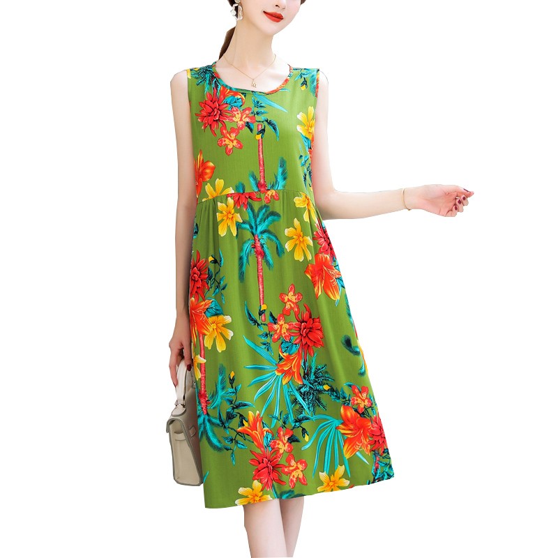 New 2020 Women Dresses O-neck Sleeveless Casual Dress Print Summer Large Size 5XL A-line Natural Regular Knee-length FANMUER, Color 5 
New 2020 Women Dresses O-neck Sleeveless Casual Dress Print Summer Large Size 5XL A-line Natural Regular Knee-length FANMUER, Color 5