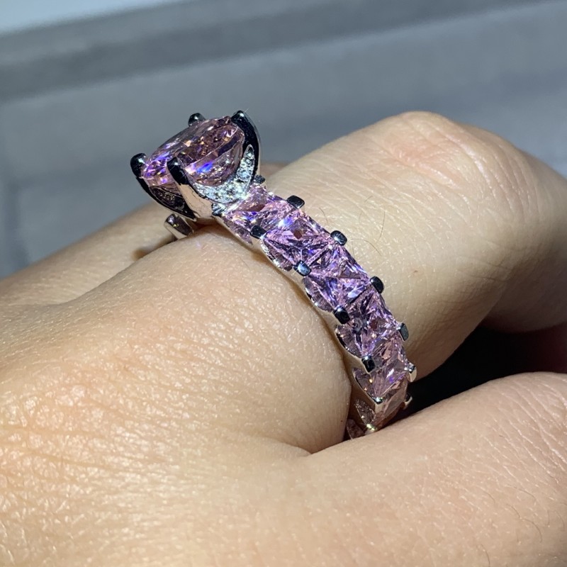 Sterg Sier Pink Sapphire CZ Promise Ring: Perfect Anniversary Gift 3e12