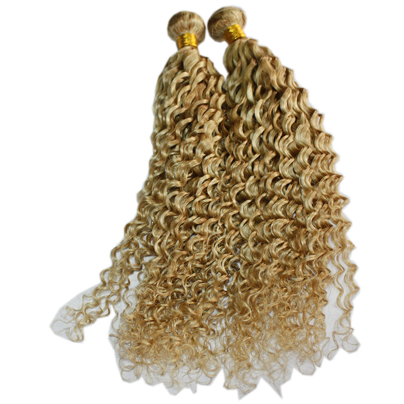 DHL Fedex Free 100g/piece 3pcs/lot brazilian malaysian blonde hair color 613 kinky curly blonde hair