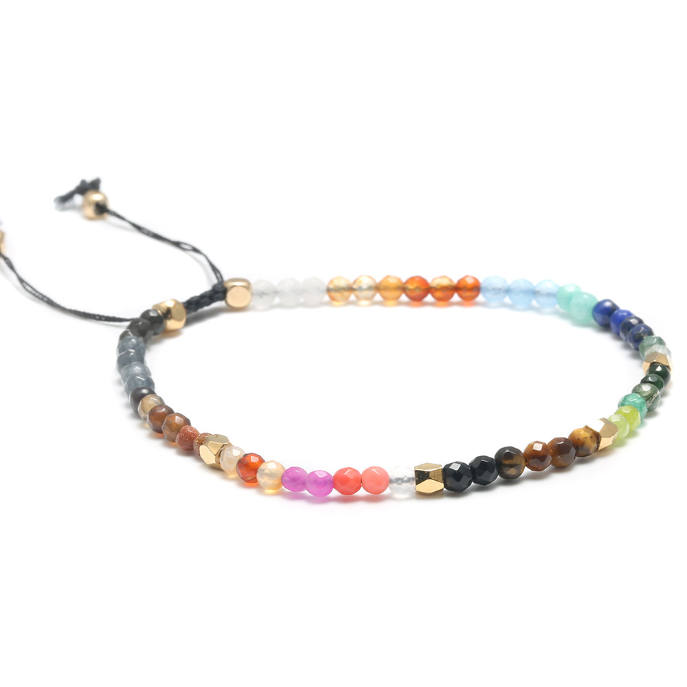 12 Constellation Lucky Stone Beads Simple Bracelet 3mm Beads Adjustable Bracelet Bohemia Unisex Women Chakra Bracelets