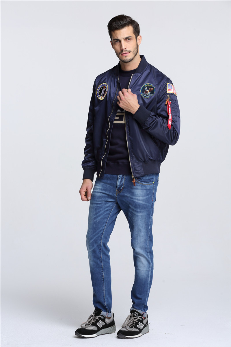 2018 New Autumn Apollo Thin 100th SPACE SHUTTLE Thin MA1 Bomber Hiphop US Air Force Pilot Flight College Jacket For Men SH190915