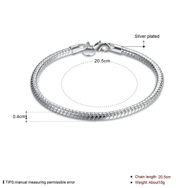 Hot sale best gift 925 silver 4M snake bone bracelet DFMCH159,brand new fashion 925 sterling silver plated Chain link bracelets