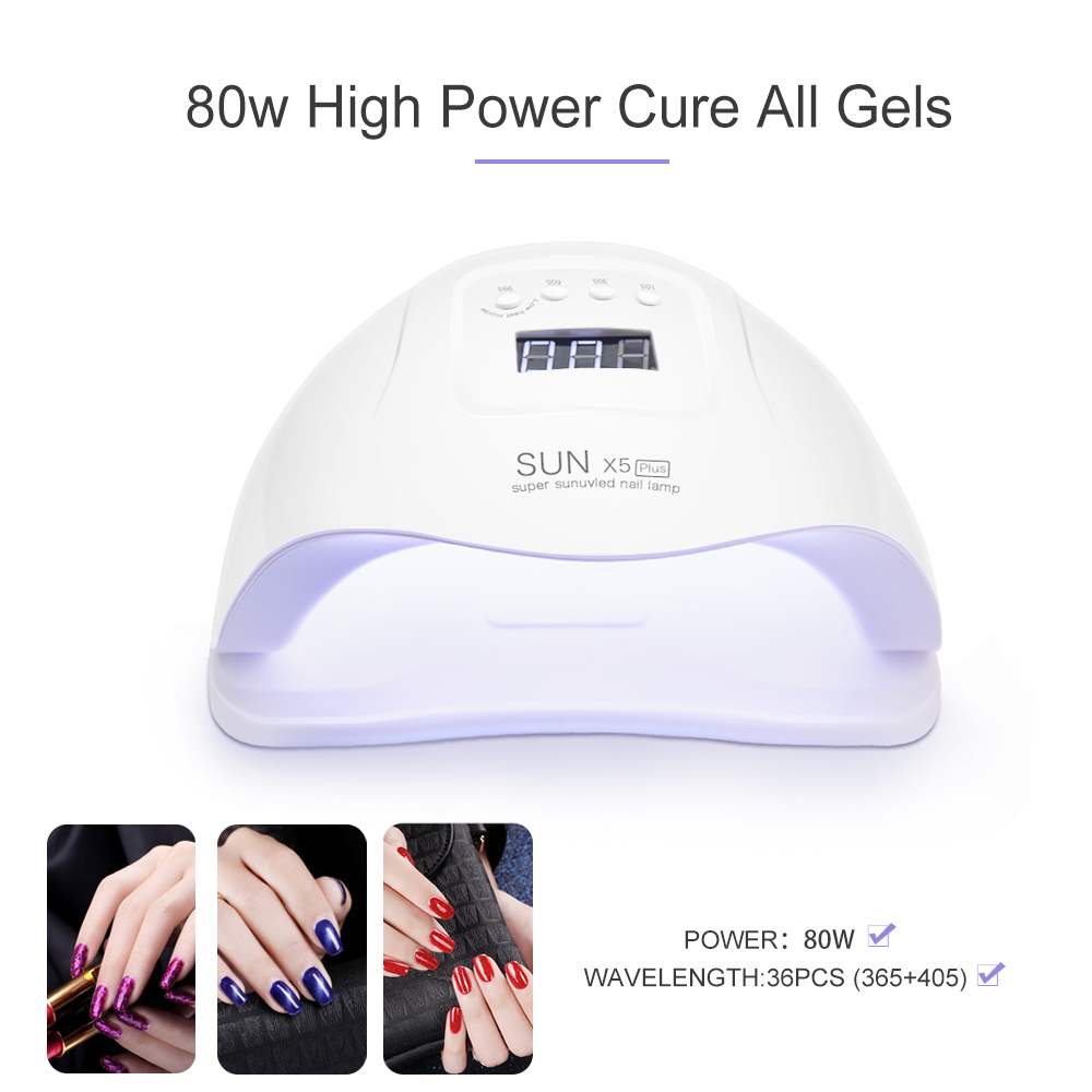 2019 New 80W UV Lamp LED Nail Lamp Nail Dryer For All Gels Polish With 10s/30s/60s/99s Timer Manicure Tool Gel Light LY191228