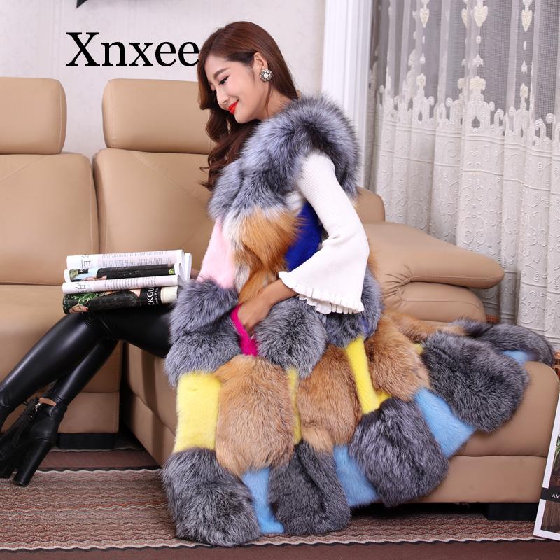 New vest imitation fur vest women's long stitching mink color matching fur coat winter, Multi
New vest imitation fur vest women's long stitching mink color matching fur coat winter, Multi