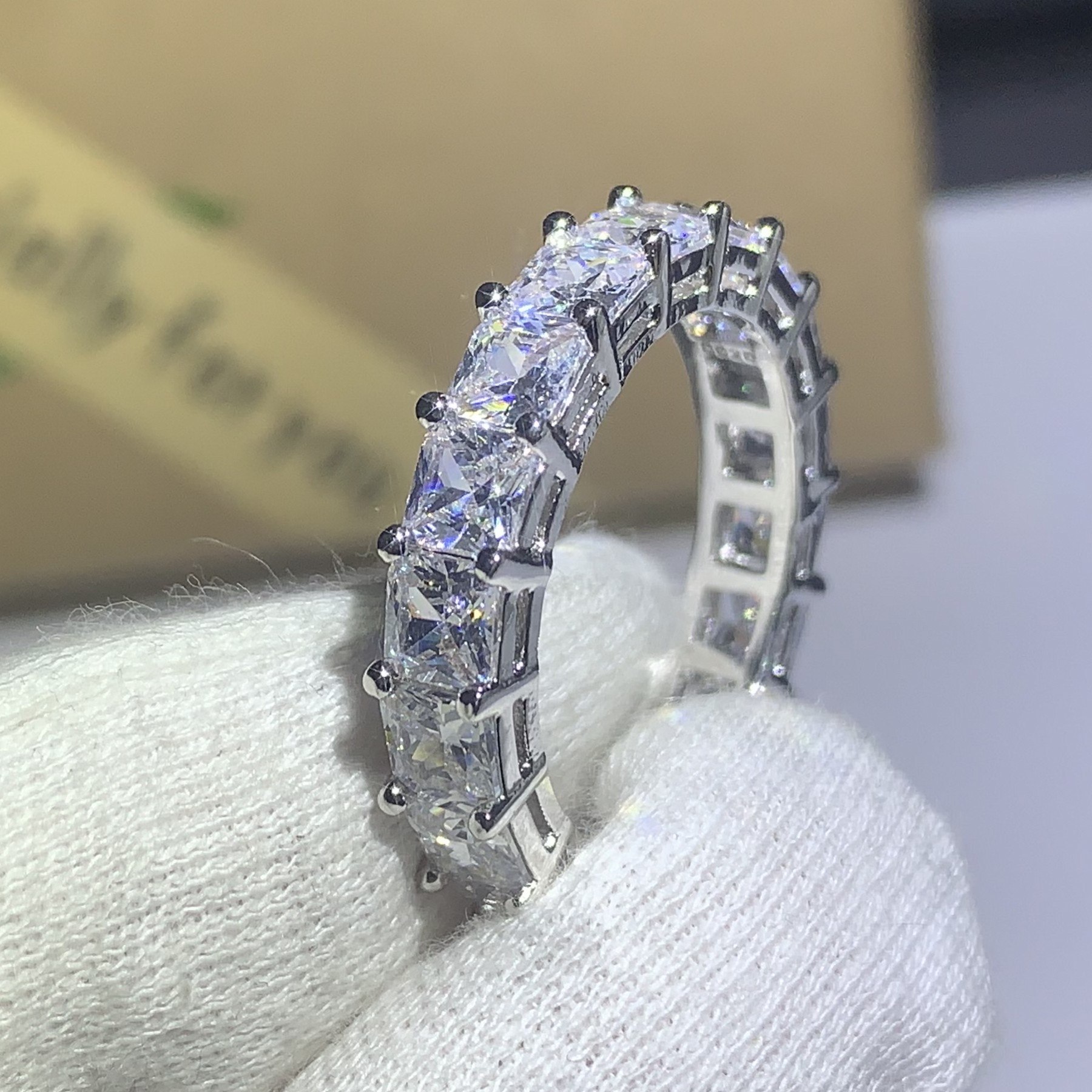 Hot Sale New 2019 Luxury Jewelry 925 Sterling Silver Princess Cut White Topaz CZ Diamond Couple Rings Promise Wedding Band Ring for Women