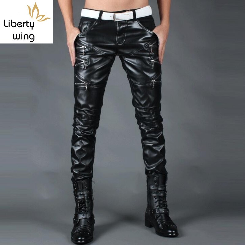 Mens PU Fake Zippers Long Faux Leather Slim Fit Pencil Pants Fashion Patchwork Punk Skinny Hombre Trousers, Black
Mens PU Fake Zippers Long Faux Leather Slim Fit Pencil Pants Fashion Patchwork Punk Skinny Hombre Trousers, Black