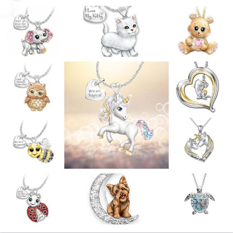 Fashion Women Lettering Silver Plated Animal Unicorn Dog Cat Bee Chain Pendant Necklace Love Promise Gifts
Fashion Women Lettering Silver Plated Animal Unicorn Dog Cat Bee Chain Pendant Necklace Love Promise Gifts