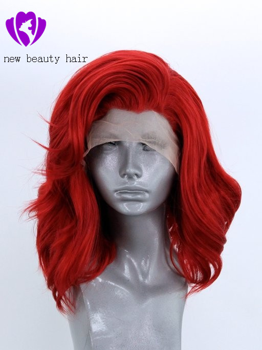 Hot Natural Soft brazilian full Lace Front Wigs 14inch red Short wave Bob Wig Heat Resistant Straight Synthetic Cosplay Wig For Black Women