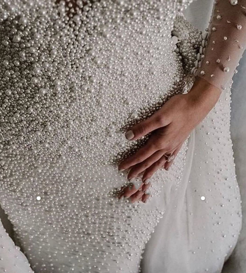 2025 Full Pearl Beaded Mermaid Wedding Dresses With Detachable Train Vintage Long Sleeves Saudi Arabic Plus Size Bridal Gown vestidos de noiva