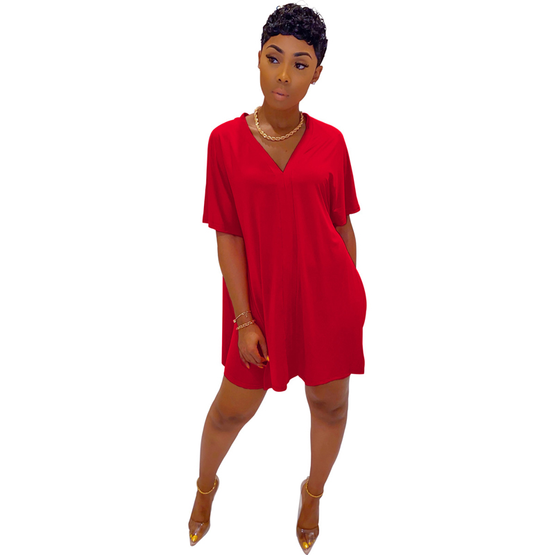 Women's Summer Fashion Casual Solid V Neck Batwing Short Sleeve Loose Top and Shorts Two Piece Set