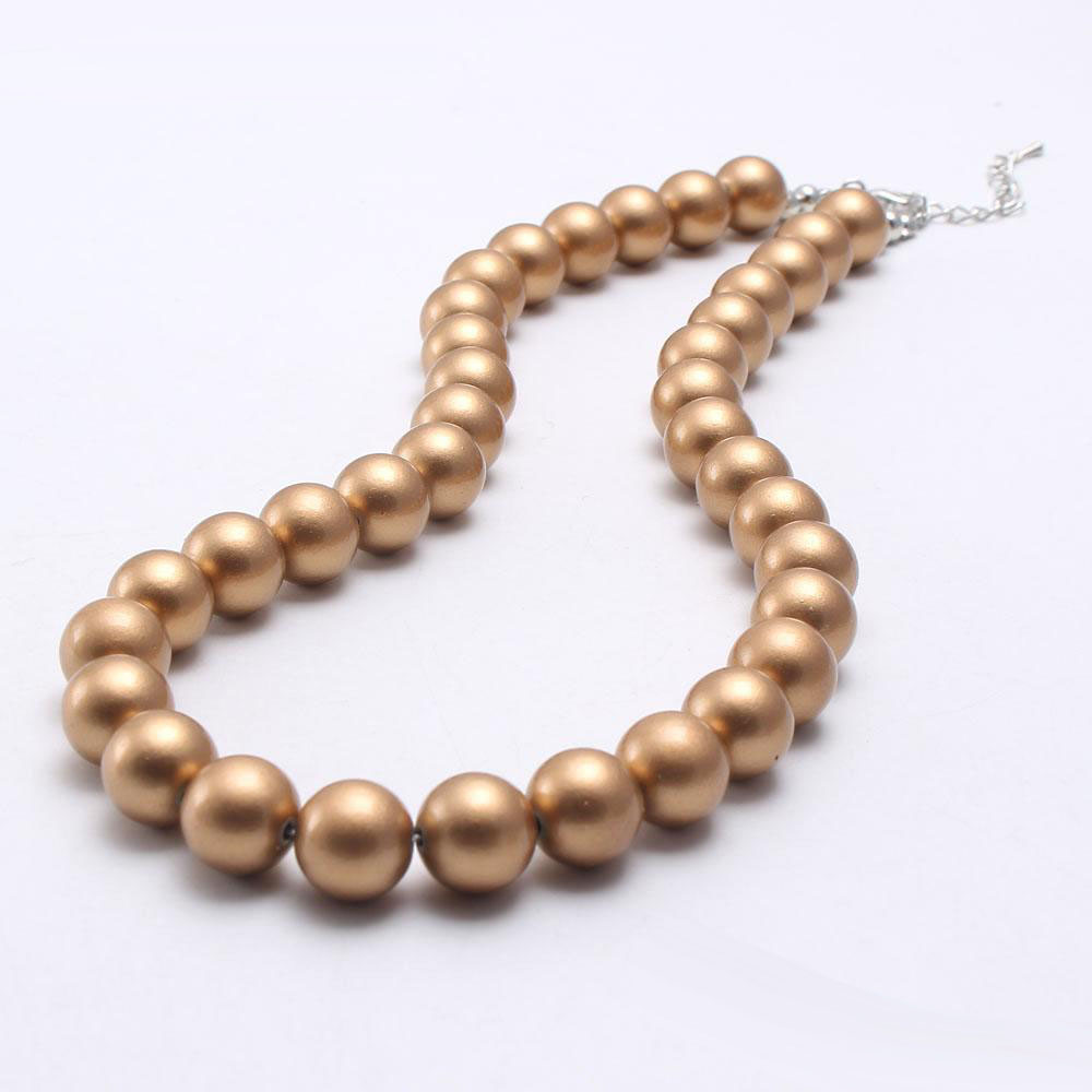 Newest Style Fashion Solid Color Pearl Kid Chunky Necklace Girls Bubblegum Beads Chunky Necklace Jewelry For Children