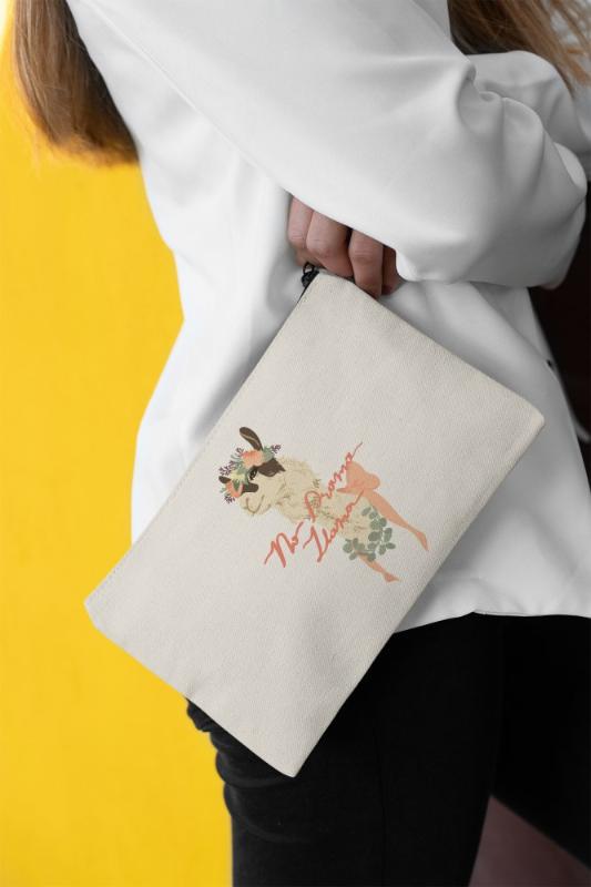 Angemiel Clutch Happy Llama Portfolio Hand Makeup Bag