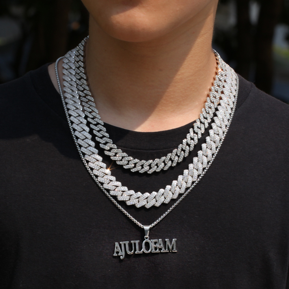 13mm 20mm Gold Bling Diamond Cuban Link Chain Necklace Choker for Men Iced Out 2 Tone Pink 5A CZ Cubic Zirconia Curb Chains Miami Hip Hop Rapper Jewel
