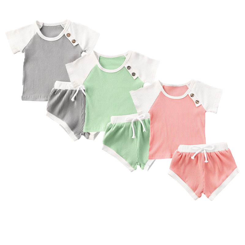 New Baby Girls 2PCS Outfit Set Short Sleeve Knitted Patchwork Striped Round Neck Top Shirt Drawing Strap Elastic Band Pants Set, Gray
New Baby Girls 2PCS Outfit Set Short Sleeve Knitted Patchwork Striped Round Neck Top Shirt Drawing Strap Elastic Band Pants Set, Gray