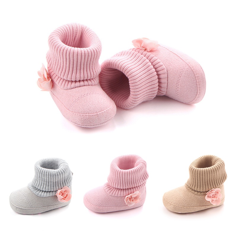 Cute Baby Boots Autumn Winter Children Baby Warm Flower Anti-slip Shoes Boots