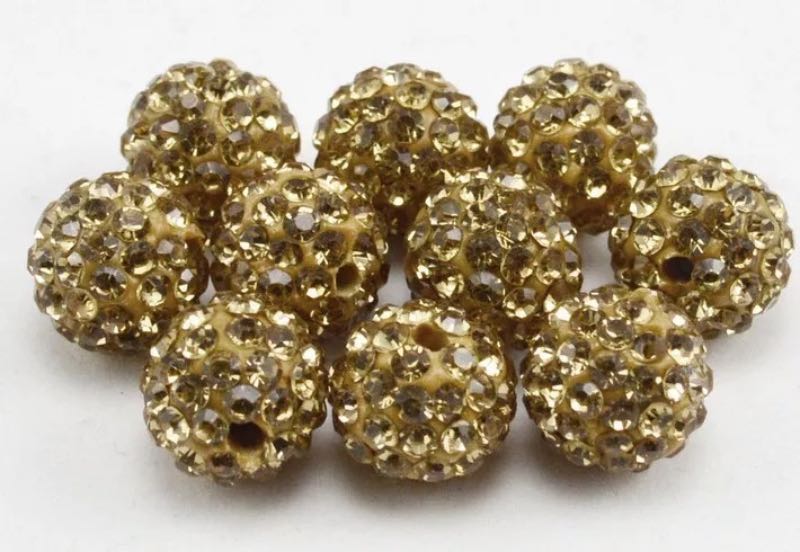 10mm 5 Rows Double Holes AB Soft Clay Bala Resin Beads Loose Inlaid Round Rhinestone Ball Shambala Bead Bracelet Necklace Accessories