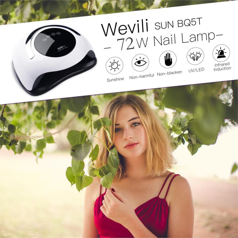 SUN BQ5T 72/90W UV LED Nail Lamp For Drying Gel Polish Nail Dryer LCD Display High Powder Auto Sensing Lamp for All Gels LY191228