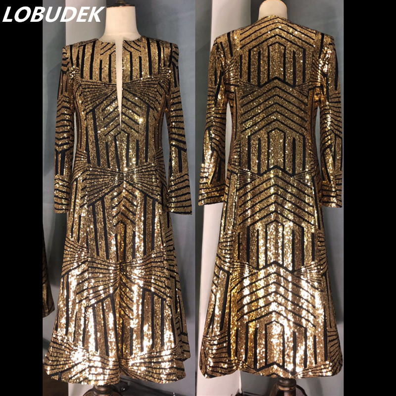Bar Nightclub Men Singer Stage Overcoat Shiny Gold Sequins Embroidery Long Coat Trench Punk Hip Hop Performance Long Outerwear
Bar Nightclub Men Singer Stage Overcoat Shiny Gold Sequins Embroidery Long Coat Trench Punk Hip Hop Performance Long Outerwear