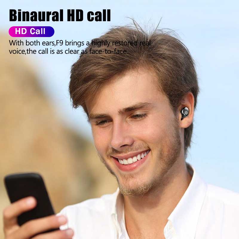 F9 Mini Twins Wireless Bluetooth Luxury 50 Stereo Headset Waterproof Sport Headphone InEar Earphones Earbuds TWS Smartphone7190762