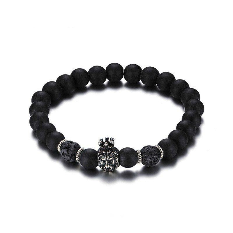 Meaeguet Powerful Mens Gift Alloy Metal 8.5MM Lava Rock Stone Bead Lion King Head Elastic Bracelets BR-357, Golden;silver 
Meaeguet Powerful Mens Gift Alloy Metal 8.5MM Lava Rock Stone Bead Lion King Head Elastic Bracelets BR-357, Golden;silver