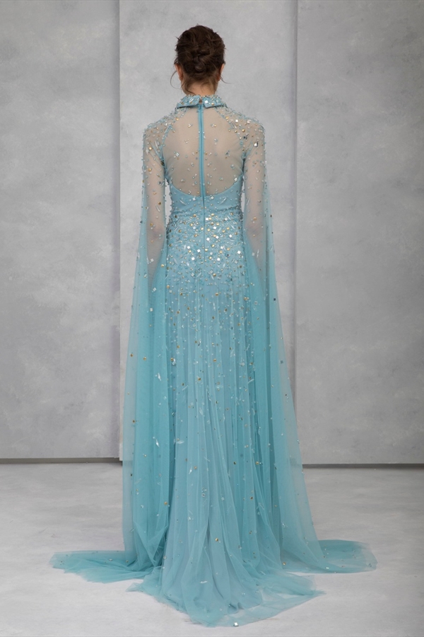 Illusion Long Sleeve Evening Dresses High Neck Sparkly Sequins Prom Gowns Floor Length Tulle Party Dress Wear vestidos de quinceañera
