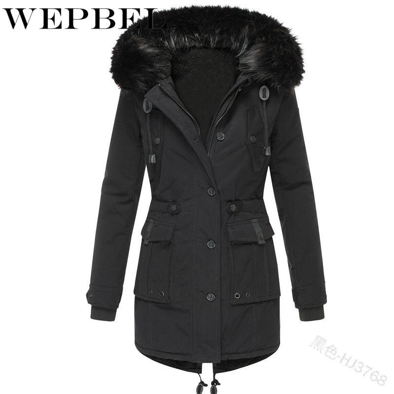 WEPBEL Women Winter Casual Fur Hooded Button Parka Long Full Sleeve Autumn Zipper Pockets Ladies Warm Thick Parkas Coat Jackets, Darkblue
WEPBEL Women Winter Casual Fur Hooded Button Parka Long Full Sleeve Autumn Zipper Pockets Ladies Warm Thick Parkas Coat Jackets, Darkblue