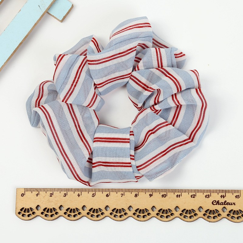 Women Lady Girl Gingham Plaid Hair Scrunchy Headband Ring Elastic Hair Bun rope Sports Dance Scrunchie Soft chiffon Hair bands FJ3358