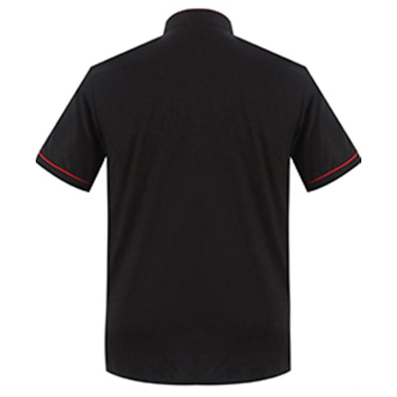 Men Short Sleeve Stand Collar Double-breasted Chef Waiter Uniform Loose 2020 New Fashion Cloth