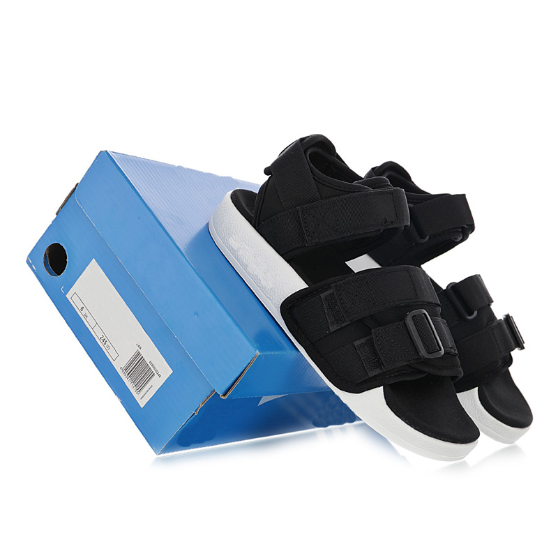 Hot Sale-Adilette Summer wild casual wear sandals "black and white" Solid color soles logo Logo Summer outing Outdoor play Hook & Loop
