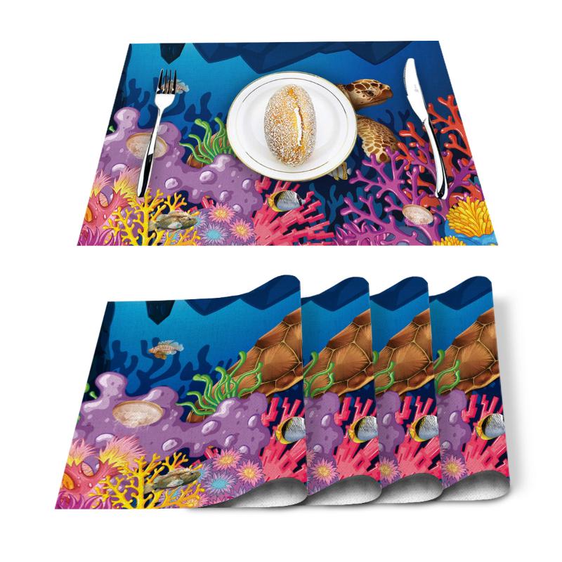 Marine Pattern Underwater Reef Coral Turtle Placemat for Dining Table Non-slip and Heat-insulating Table Mat Decoration
Marine Pattern Underwater Reef Coral Turtle Placemat for Dining Table Non-slip and Heat-insulating Table Mat Decoration