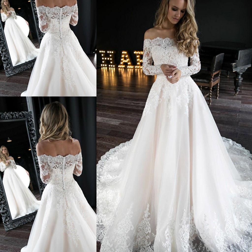 2020 Off the Shoulder Wedding Dresses Long Sleeve Bead Lace Tulle Wedding Dress Bridal Gowns A-Line Bride Formal Gown, Gold
2020 Off the Shoulder Wedding Dresses Long Sleeve Bead Lace Tulle Wedding Dress Bridal Gowns A-Line Bride Formal Gown, Gold