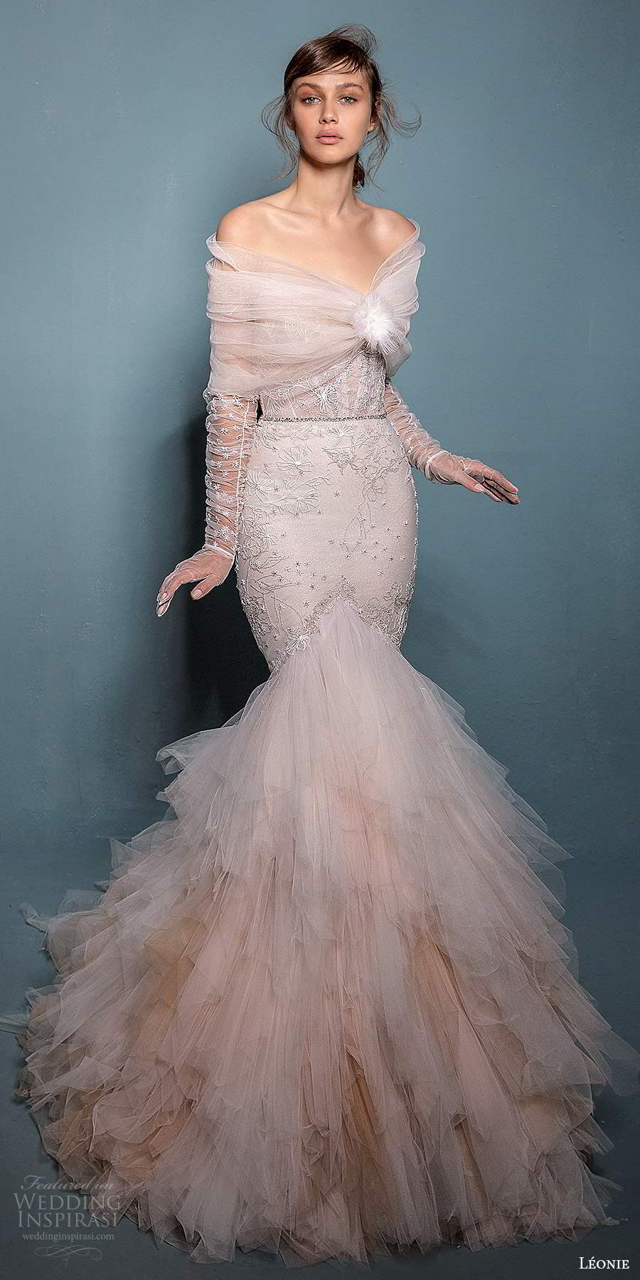 2020 Inbal Dror Mermaid Wedding Dresses With Wrap Lace Appliqued Beaded Sweep Train Beach Wedding Dress Robes De Mariée Country Bridal Gowns