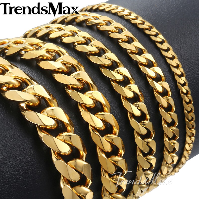 Trendsmax Polished Men's Bracelet Stainless Steel Bracelet for Men Gold Black Silver color Cuban Link Chain 3/5/7/9/11mm KKBM158
Trendsmax Polished Men's Bracelet Stainless Steel Bracelet for Men Gold Black Silver color Cuban Link Chain 3/5/7/9/11mm KKBM158